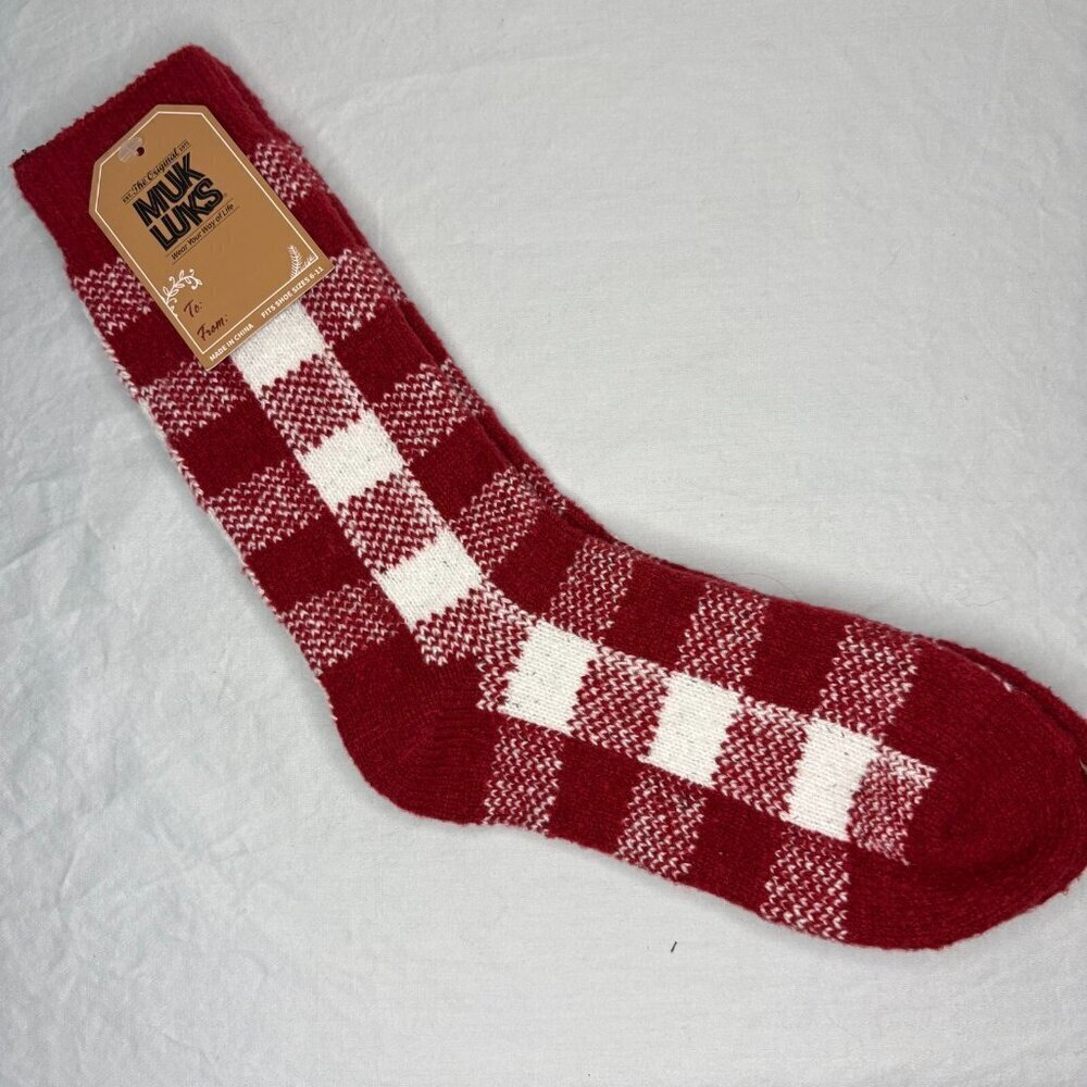 THE ORIGINAL MUK LUKS NEW Soft Socks Womens Shoe Size 6-11 Red Check
